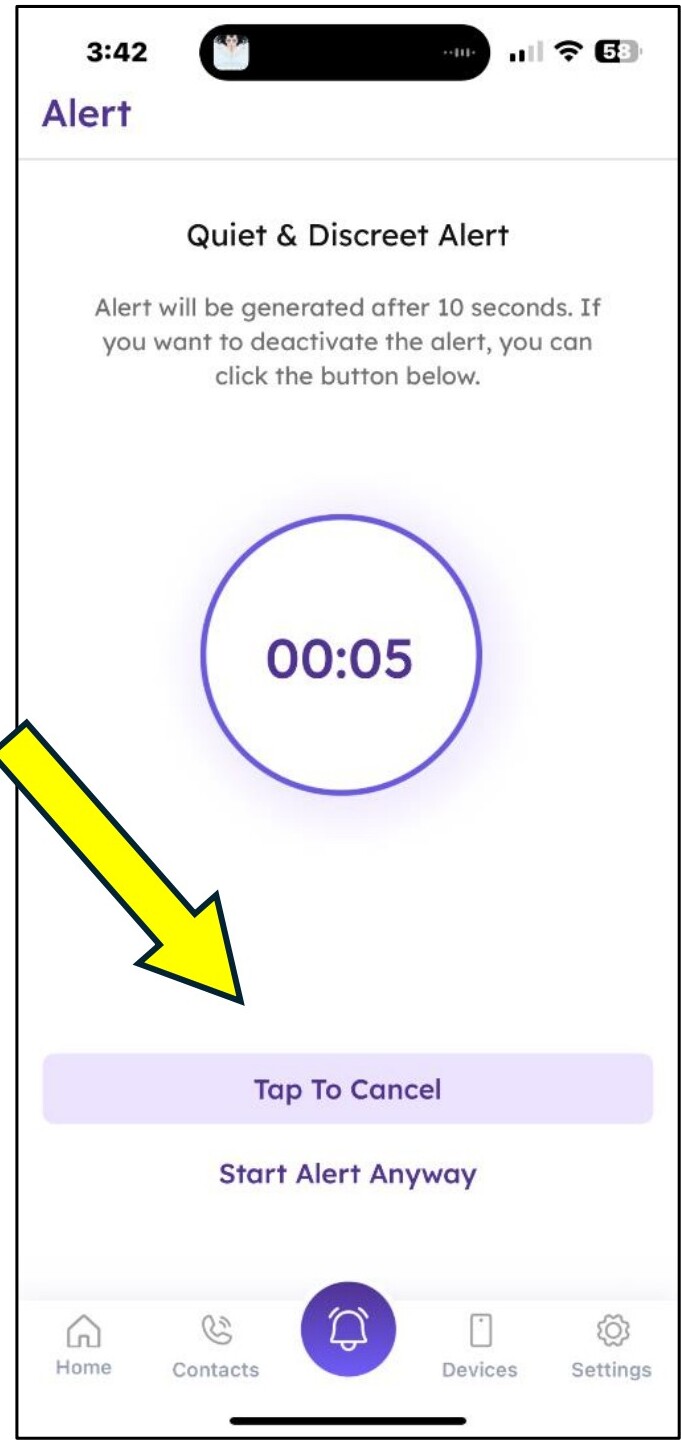 Silent alert countdown